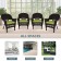 Espresso Wicker Chair With Sage Green Cushion - Set of 4