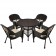 5pc Espresso Wicker Dining Set - Tan Cushions
