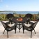 5pc Espresso Wicker Dining Set - Tan Cushions