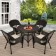 5pc Espresso Wicker Dining Set - Tan Cushions