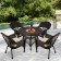 5pc Espresso Wicker Dining Set - Tan Cushions