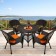 5pc Espresso Wicker Dining Set - Orange Cushions