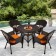 5pc Espresso Wicker Dining Set - Orange Cushions