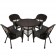 5pc Espresso Wicker Dining Set - Black Cushions
