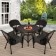 5pc Espresso Wicker Dining Set - Black Cushions