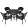 5pc Espresso Wicker Dining Set - Sky Blue Cushions