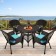 5pc Espresso Wicker Dining Set - Sky Blue Cushions