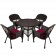 5pc Espresso Wicker Dining Set - Red Cushions