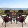 5pc Espresso Wicker Dining Set - Red Cushions
