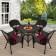 5pc Espresso Wicker Dining Set - Red Cushions