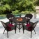 5pc Espresso Wicker Dining Set - Red Cushions