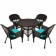 5pc Espresso Wicker Dining Set - Turquoise Cushions