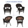 5pc Espresso Wicker Dining Set - Turquoise Cushions