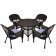 5pc Espresso Wicker Dining Set With Cushions
