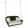 Espresso Resin Wicker Porch Swing with Ivory Cushion