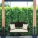Espresso Resin Wicker Porch Swing with Ivory Cushion