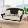 Espresso Resin Wicker Porch Swing with Ivory Cushion