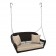 Espresso Resin Wicker Porch Swing with Tan Cushion