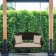 Espresso Resin Wicker Porch Swing with Tan Cushion