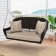 Espresso Resin Wicker Porch Swing with Tan Cushion