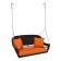 Espresso Resin Wicker Porch Swing with Orange Cushion