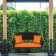 Espresso Resin Wicker Porch Swing with Orange Cushion