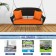 Espresso Resin Wicker Porch Swing with Orange Cushion