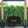 Espresso Resin Wicker Porch Swing with Black Cushion