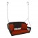 Espresso Resin Wicker Porch Swing with Brick Red Cushion