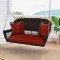 Espresso Resin Wicker Porch Swing with Brick Red Cushion
