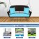 Espresso Resin Wicker Porch Swing with Sky Blue Cushion