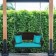 Espresso Resin Wicker Porch Swing with Turquoise Cushion