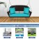 Espresso Resin Wicker Porch Swing with Turquoise Cushion