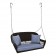 Espresso Resin Wicker Porch Swing with Steel Blue Cushion