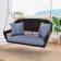 Espresso Resin Wicker Porch Swing with Steel Blue Cushion