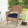 Honey Wicker Chair With Midnight Blue Cushion