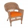 Honey Wicker Chair With Orange Cushion