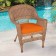 Honey Wicker Chair With Orange Cushion