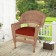 Honey Wicker Chair With Brick Red Cushion