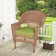 Honey Wicker Chair With Sage Green Cushion