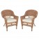 Honey Wicker Chair With Ivory Cushion - Set of  2