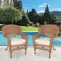 Honey Wicker Chair With Ivory Cushion - Set of  2