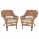 Honey Wicker Chair With Tan Cushion - Set of  2
