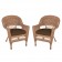 Honey Wicker Chair With Brown Cushion - Set of 2