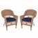 Honey Wicker Chair With Midnight Blue Cushion - Set of 2