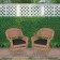 Honey Wicker Chair With Black Cushion (Set of 2)