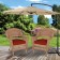 Honey Wicker Chair With Brick Red Cushion - Set of 2