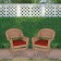 Honey Wicker Chair With Brick Red Cushion - Set of 2