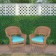 Honey Wicker Chair With Sky Blue Cushion - Set of  2