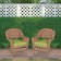 Honey Wicker Chair With Sage Green Cushion - Set of 2